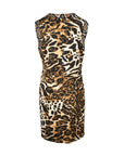 Boutique Moschino Leopard Print Sleeveless Winter Midi Dress