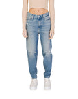 Calvin Klein Jeans Logo Ripped & Distressed Tapered Light Wash Jeans