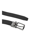 Tommy Hilfiger Logo Genuine Leather Square Buckle Black Belt