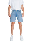 Jack & Jones Logo Bleached & Light Wash Rolled Hem Denim Shorts