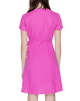 Only Fuchsia Hot Pink Linen-Blend Mini Wrap Dress