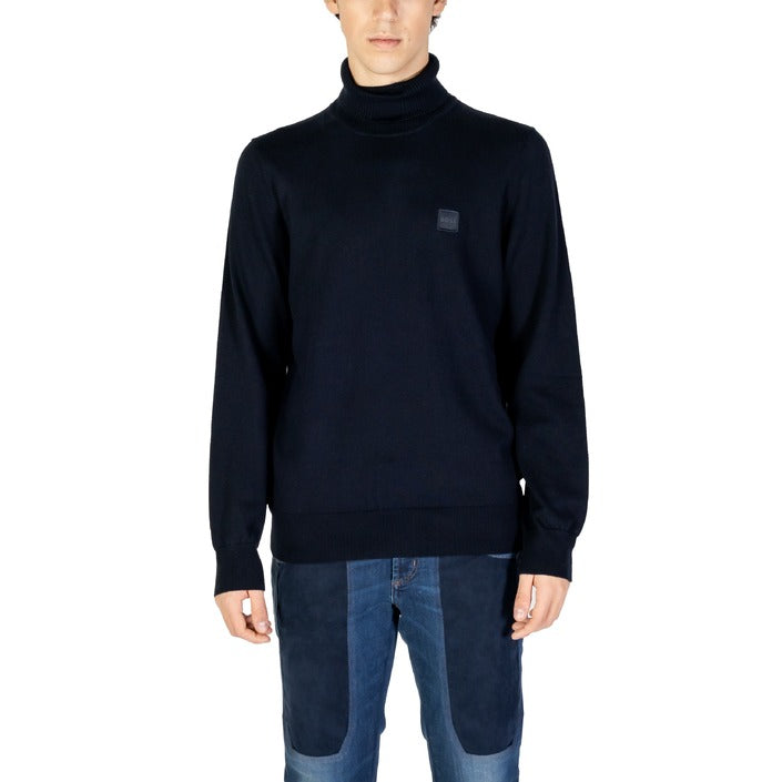 Boss Logo Cotton-Cashmere Turtleneck Sweater