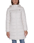 Guess Logo Hooded Longline Parka - cream/white