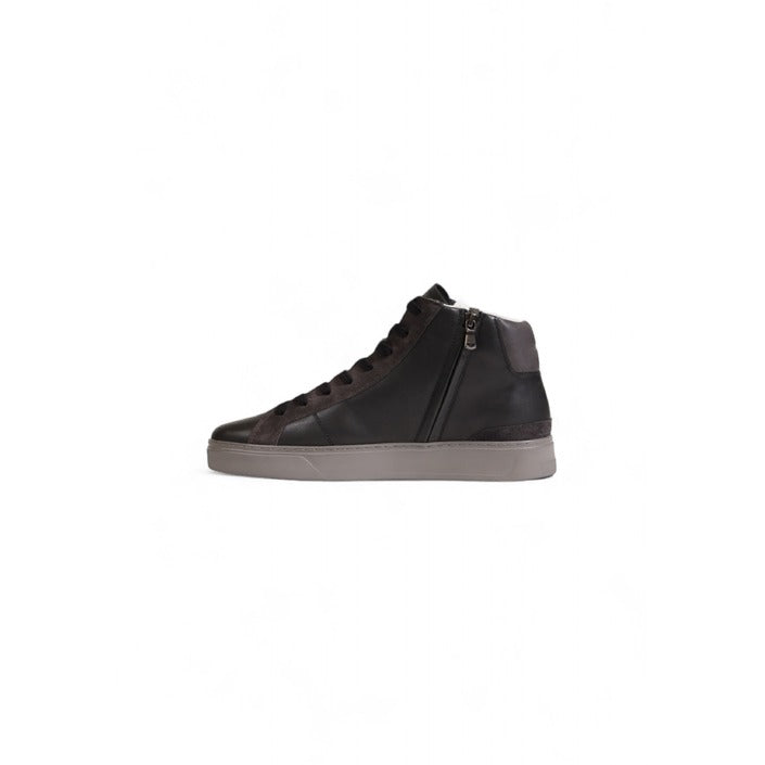 Crime London Logo Genuine Leather High Top Sneakers