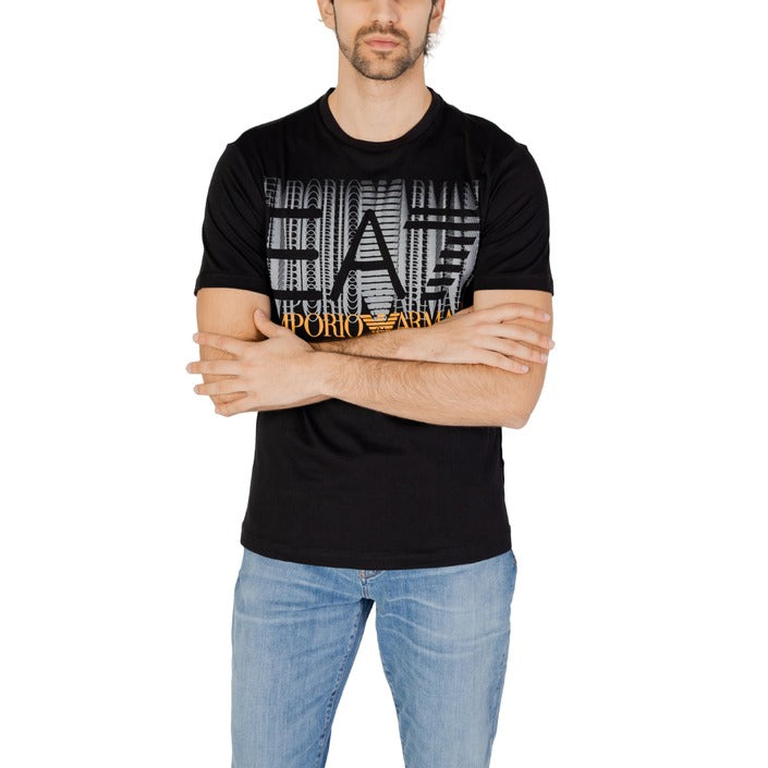 EA7 By Emporio Armani Logo Pure Cotton Athleisure T-Shirt - Black