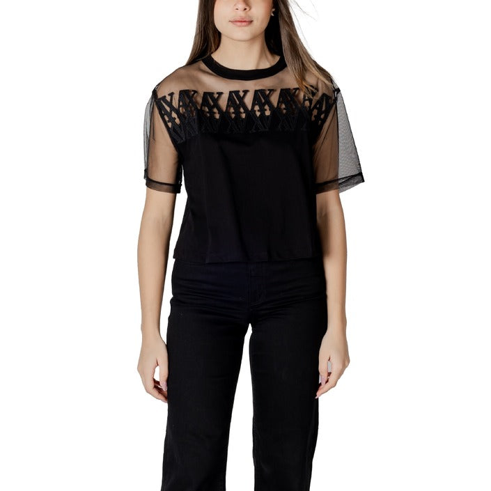 Armani Exchange Logo Sheer Top