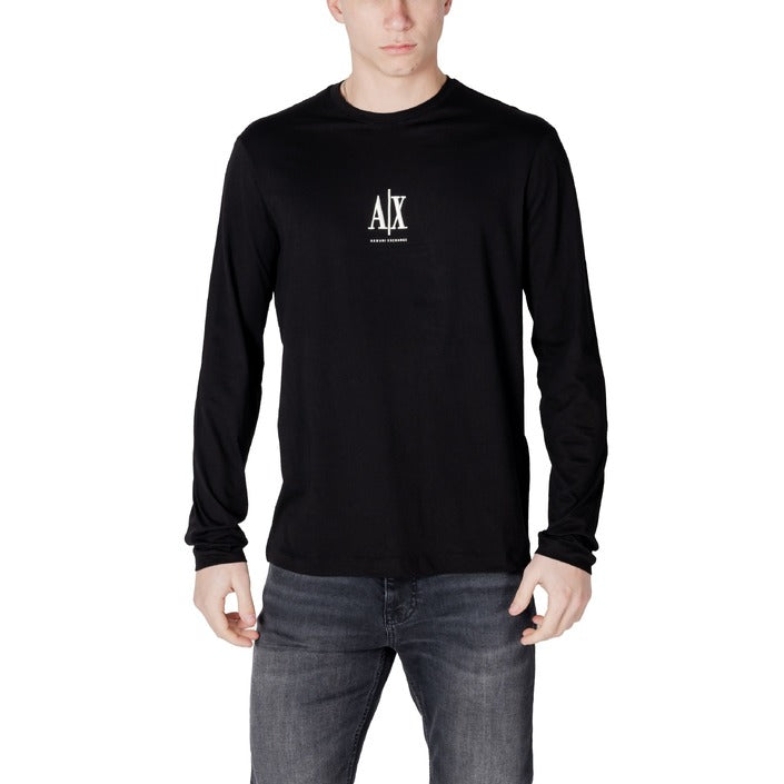 Armani Exchange Logo 100% Cotton Crewneck Long Sleeve Top